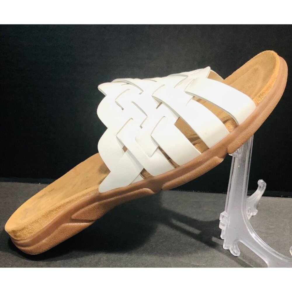 Easy Spirit Marsha Slides Sandals Women 9.5N Ivory Basket Weave Open Toe